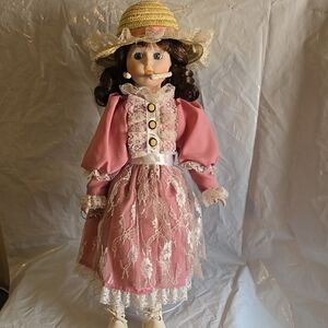 Pink Lace Dress Porcelain Doll New 16 Inches Heritage Collectio  New